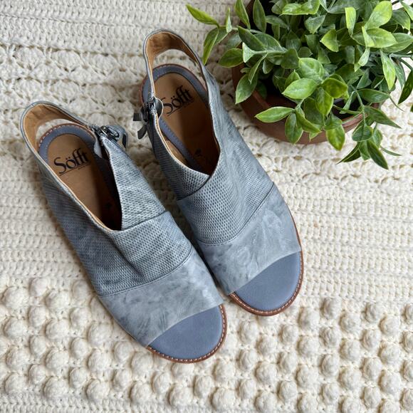 SOFFT Women's Size 8.5 NATALIA Leather Sandal Shoes Slate Blue Gray Bohemian - Picture 8 of 15